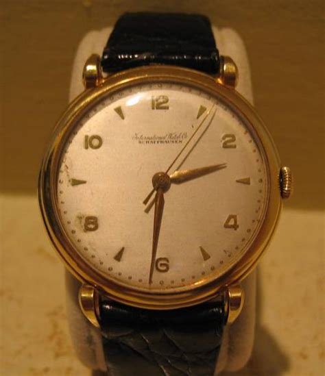 international watch co schaffhausen 18k rose gold iwc watch 1950s|antique international watch co.